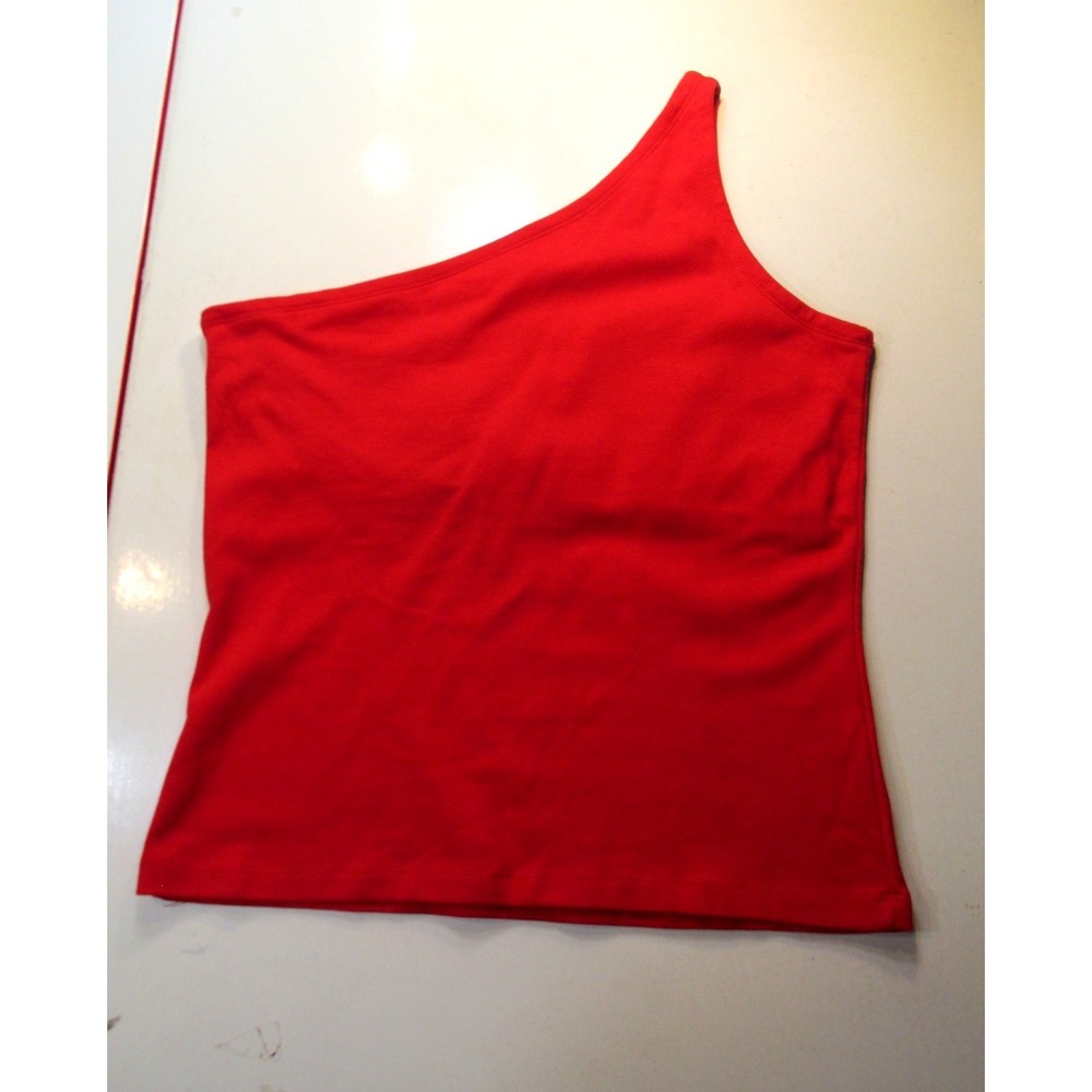 No Boundaries One Shoulder Tank Top Juniors XL 15 Red Y2K Built in Bra 5396